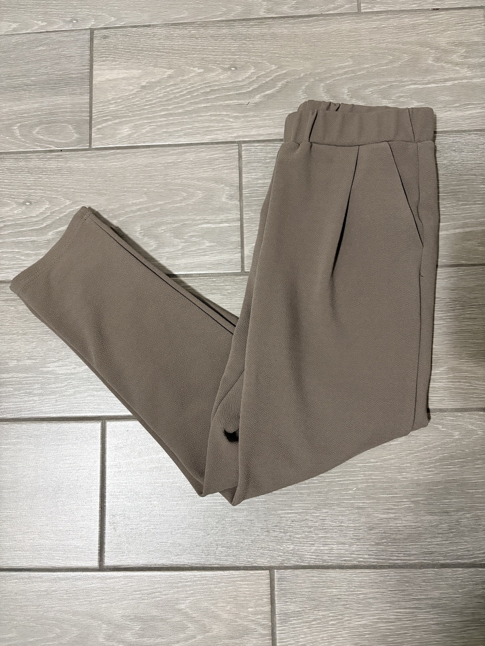 Taupe Pleated Front Tapered Pants